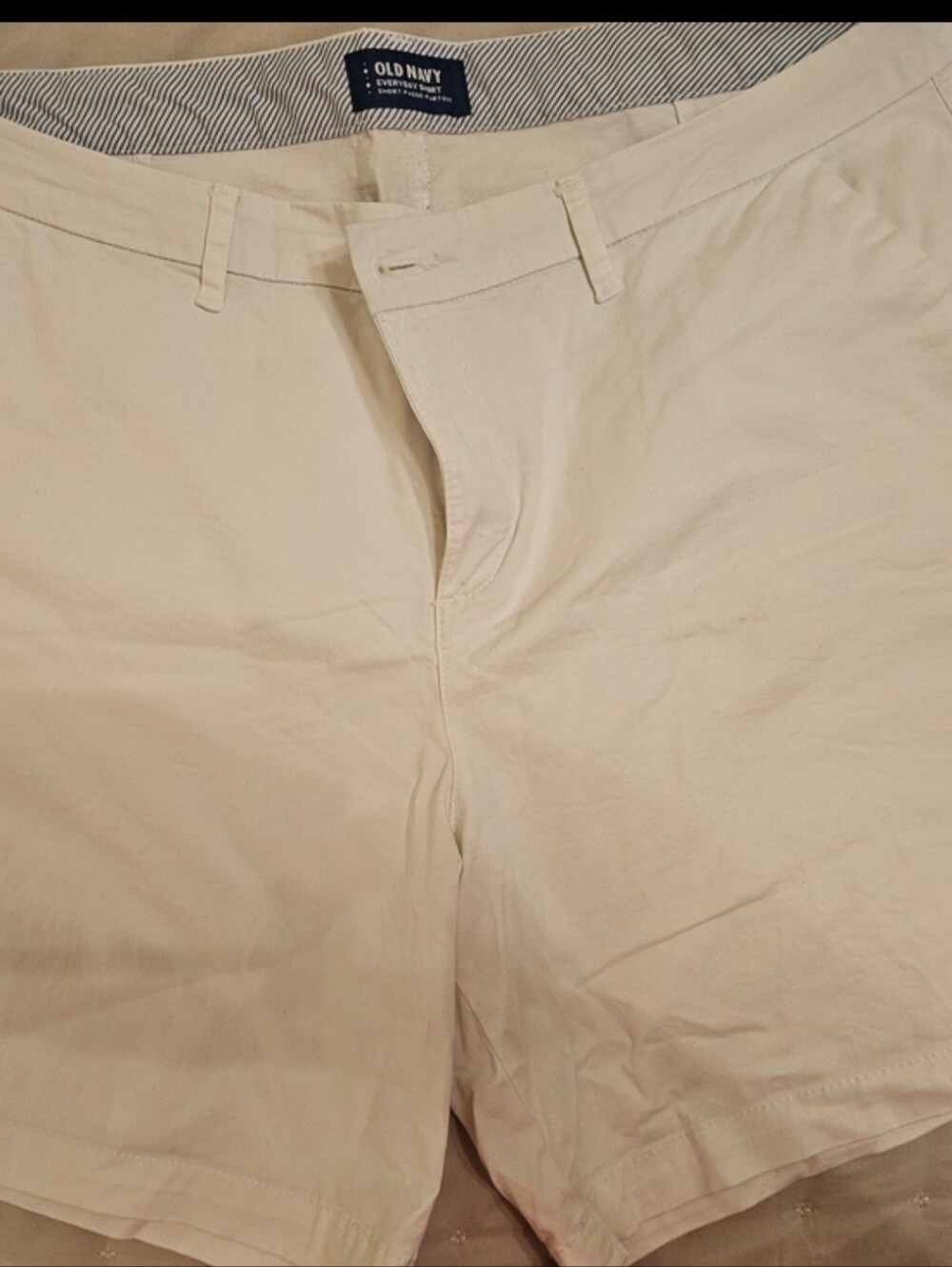 Old Navy White Shorts with Navy Stripe Trim
